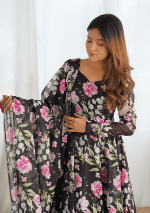 Pure Organza Black Colour Silk Print Kurti - Orgenza Store - digisoch