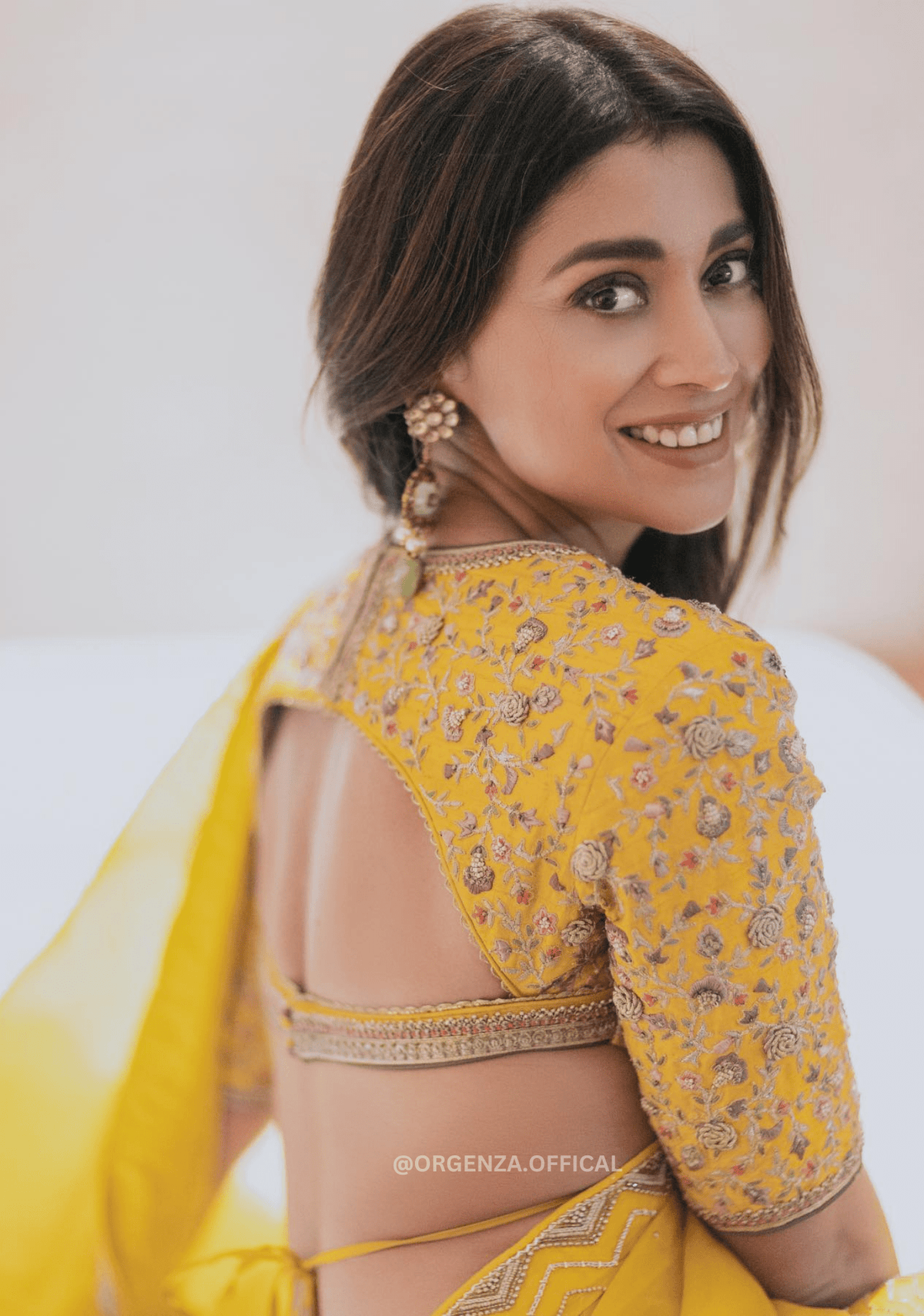 Pure Yellow Organza Saree With Embroidery Work - Orgenza Store - digisoch