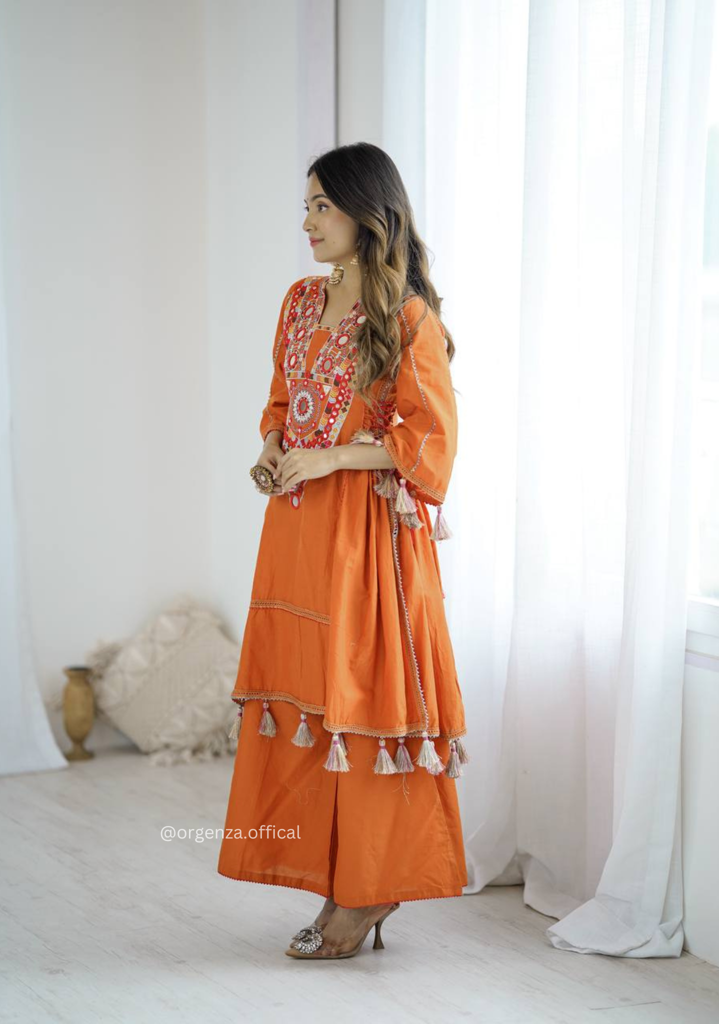 Orange Colour Premium Designer Co-ord Set