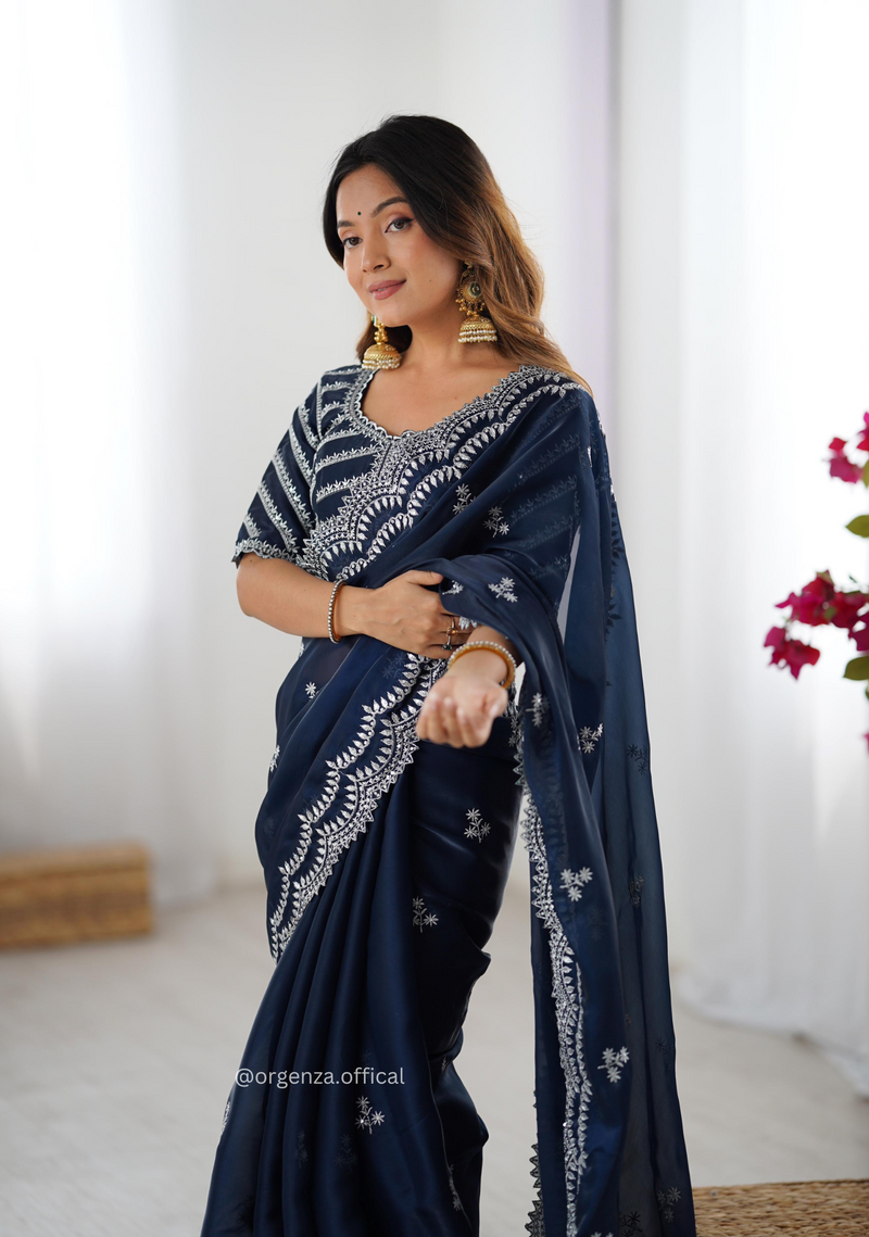 Soft jimmy Choo Silk Saree With Sequence Work