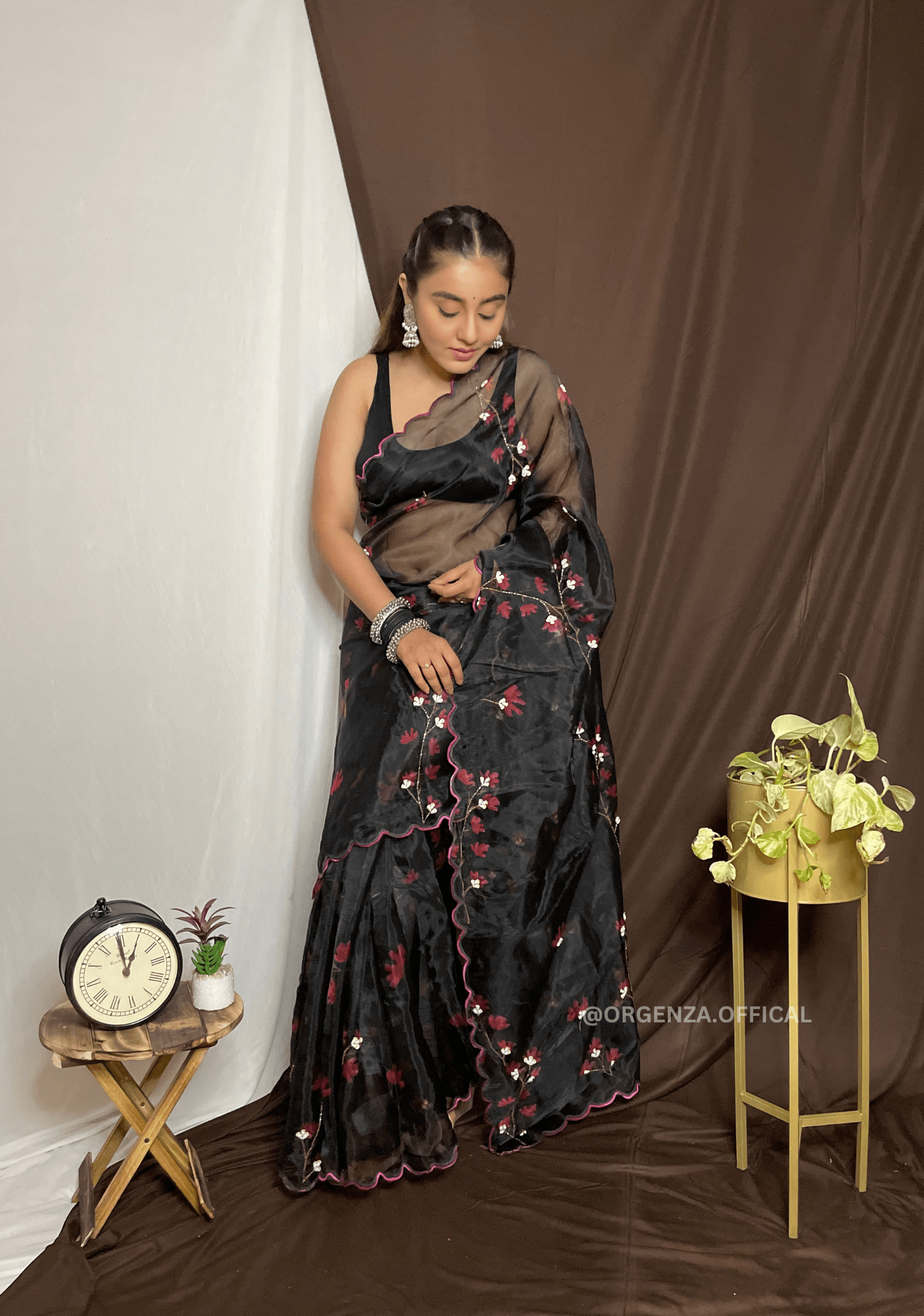 Organza Saree With Khatli Work - Orgenza Store - digisoch