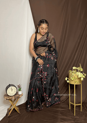 Organza Saree With Khatli Work - Orgenza Store - digisoch