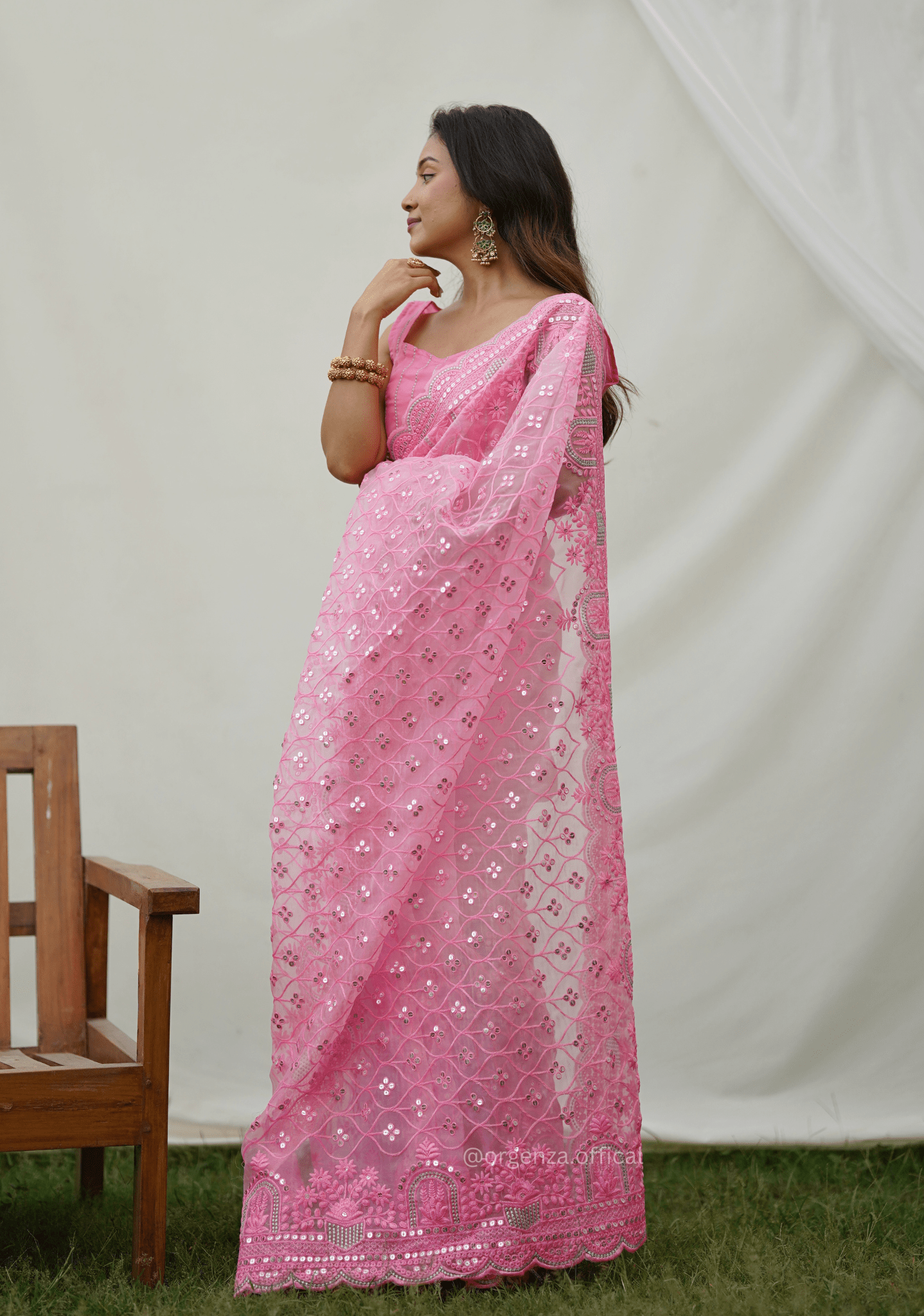 Organza Saree With Embroidery Work - Orgenza Store - digisoch