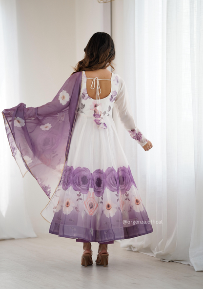 Violet Colour Organza Anarkali Kurti Set