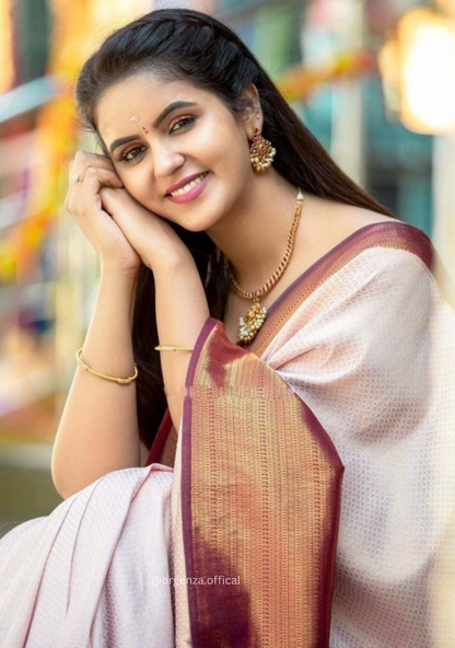 Lichi Silk Saree With Jacquard Zari Work
