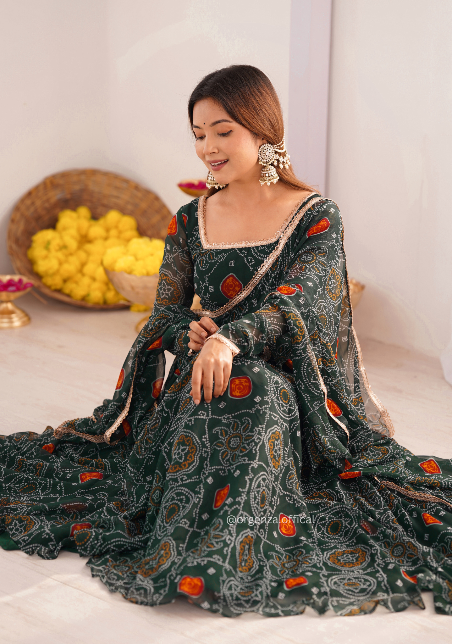 Pure Chiffon Bandhej Gown - Orgenza Store