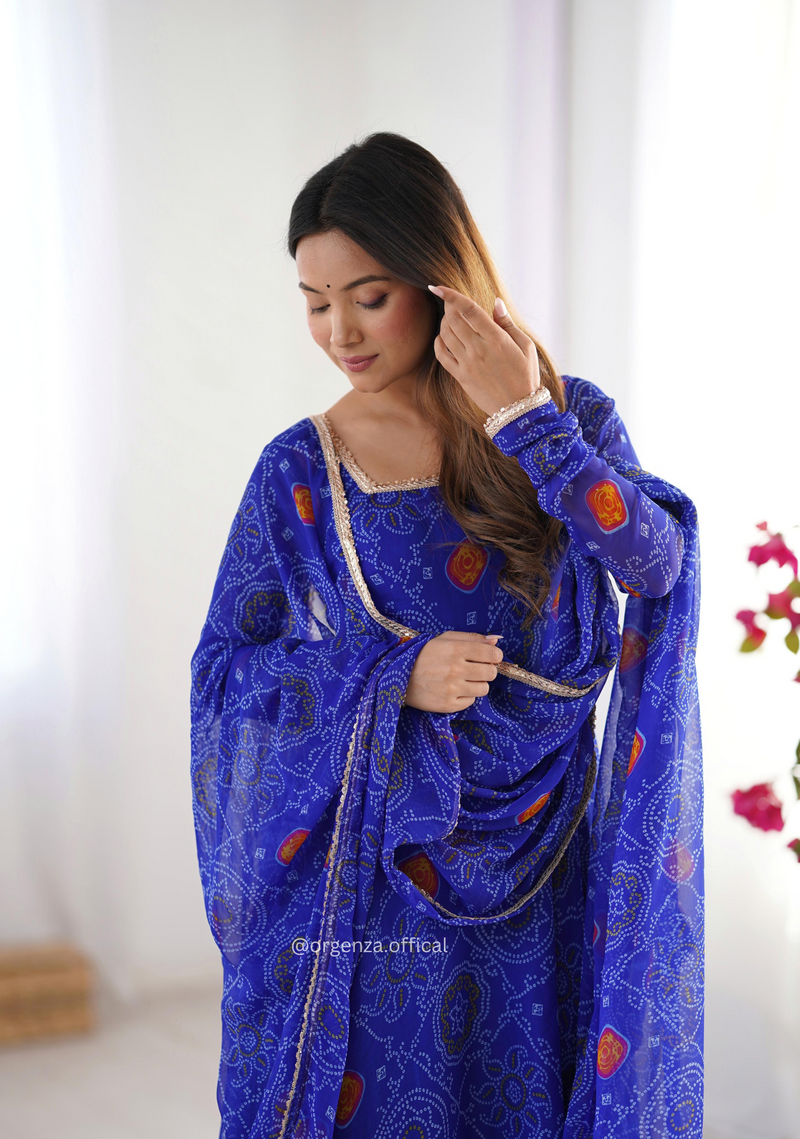 Pure Chiffon Bandhej Gown
