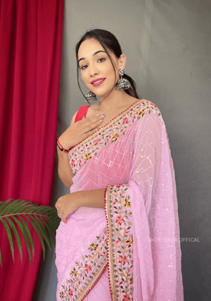 Pure Georgette Saree With Embroidery work - Orgenza Store - digisoch