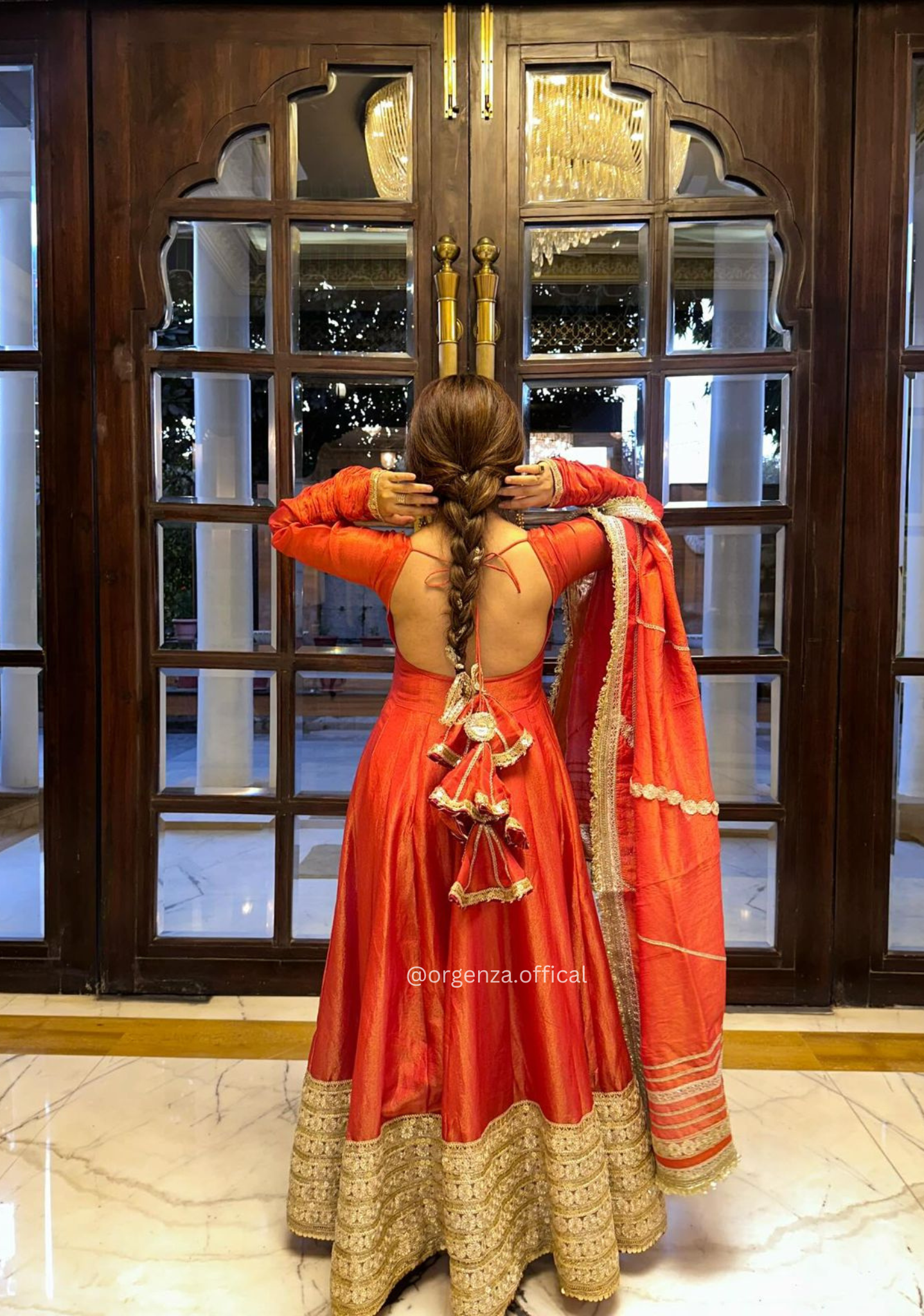 Chinon Silk Anarkali Suit with Sequins & Gotta Work | Designer Ethnic Wear for Women - Orgenza Store