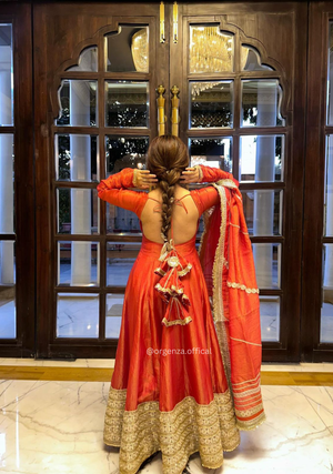 Chinon Silk Anarkali Suit with Sequins & Gotta Work | Designer Ethnic Wear for Women - Orgenza Store