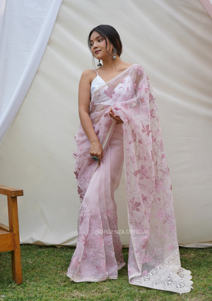 Pure Organza Silk Saree With Chikankari Work - Orgenza Store