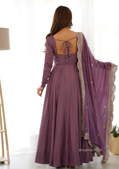 Roman Silk Chanderi Plain Anarkali Kurti - Orgenza Store
