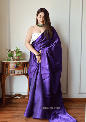 Plain Purple Colour Jimmy Choo Saree - Orgenza Store - digisoch