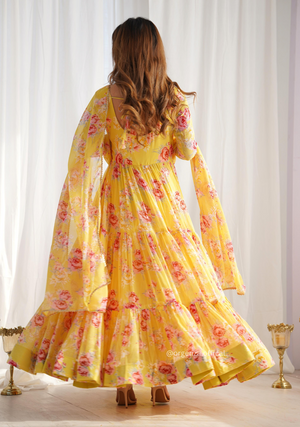 Pure Georgette Silk Floral Print Kurtis With Dupatta Set - Orgenza Store