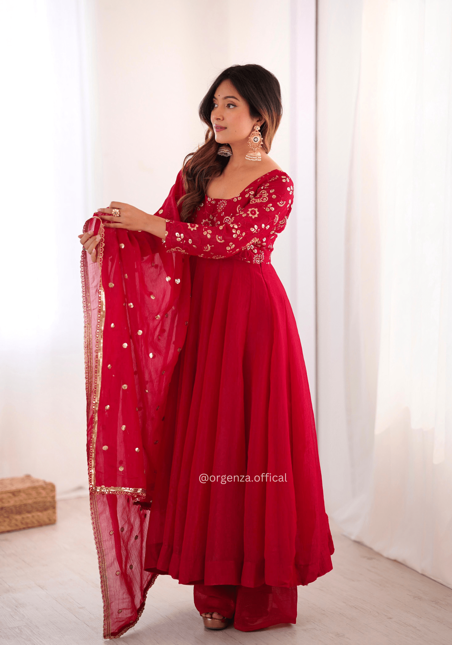 Premium Crunchy Silk Anarkali Suit Set with 4 Meter Flair & Lace Border Dupatta - Orgenza Store - digisoch