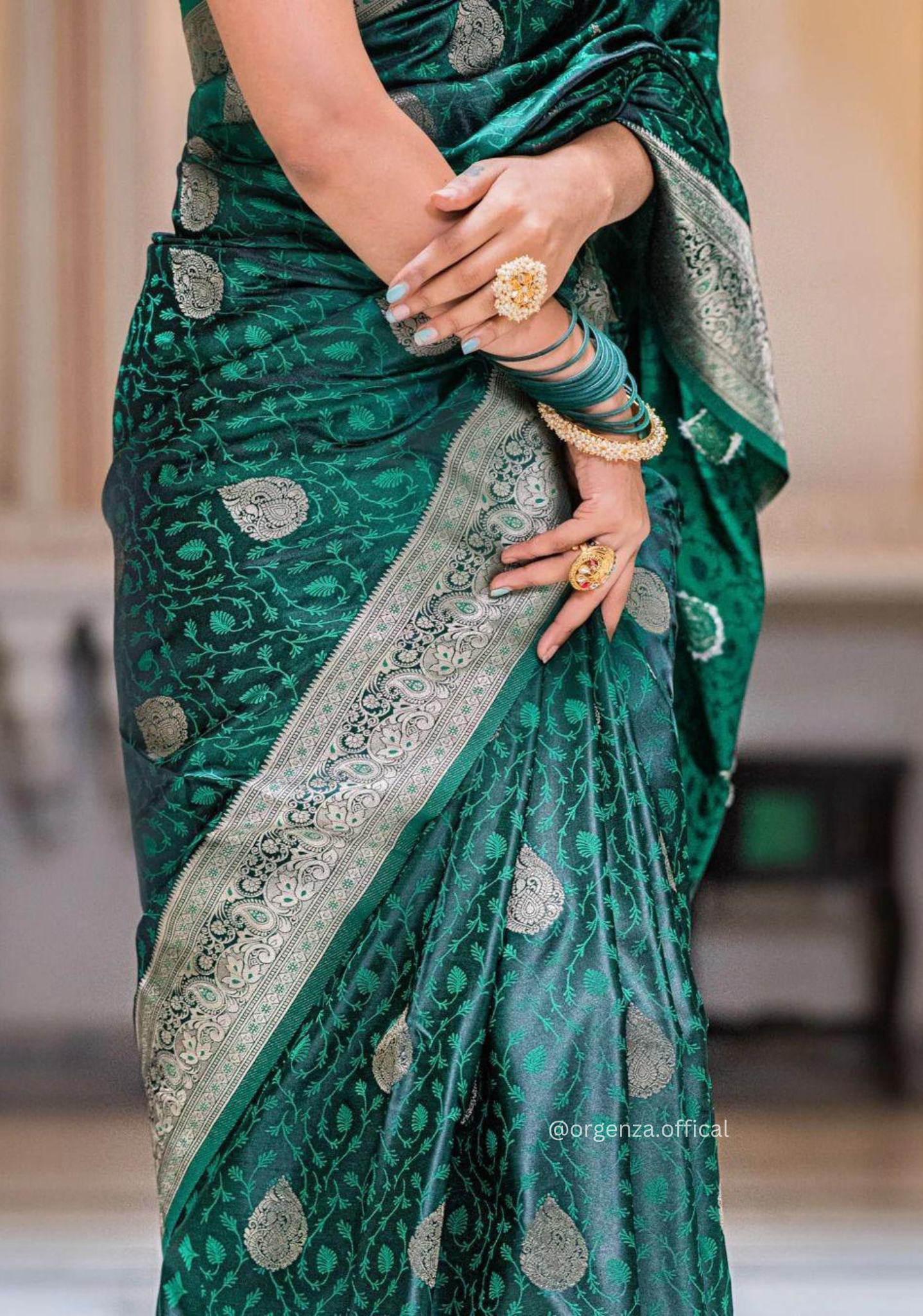 Green Colour Lichi Silk Saree With Jacquard Zari Work
