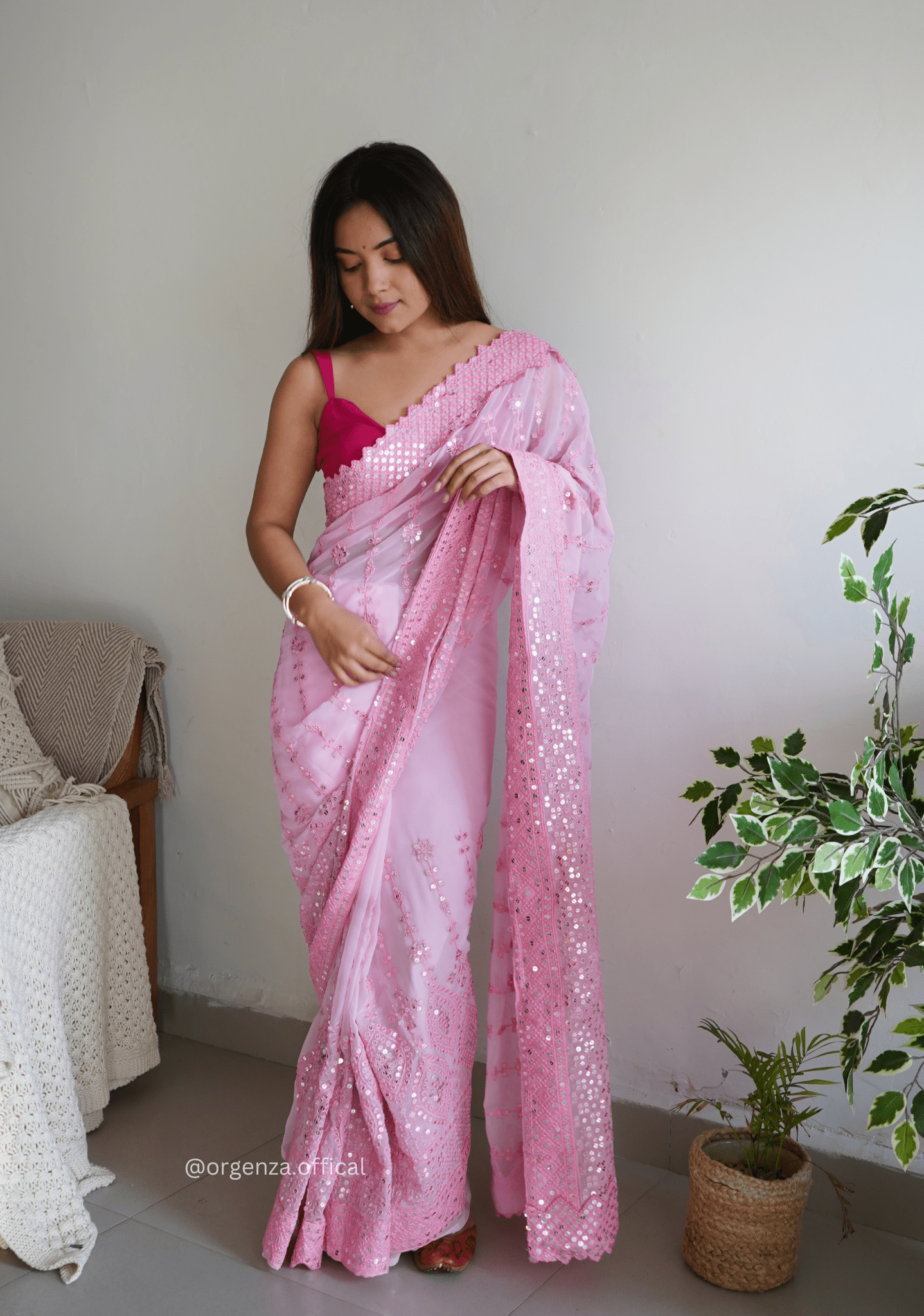 Pure Georgette Silk Saree With Sequence Work - Orgenza Store - digisoch