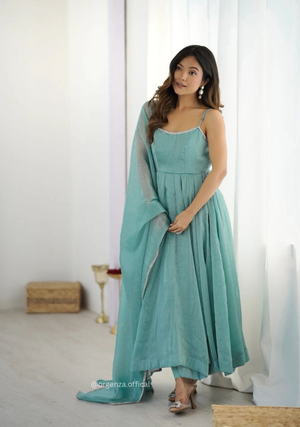 Sky Colour Crunchy Silk Kurti - Orgenza Store