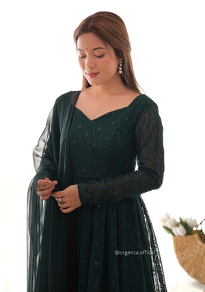 Georgette Silk Lukhnowi Sequence Work Anarkali - Orgenza Store