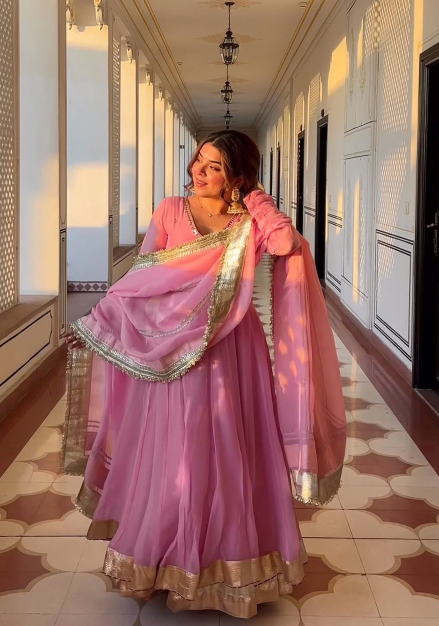 Designer Heavy Tabby Organza Anarkali Suit Set with Sequins Embroidery