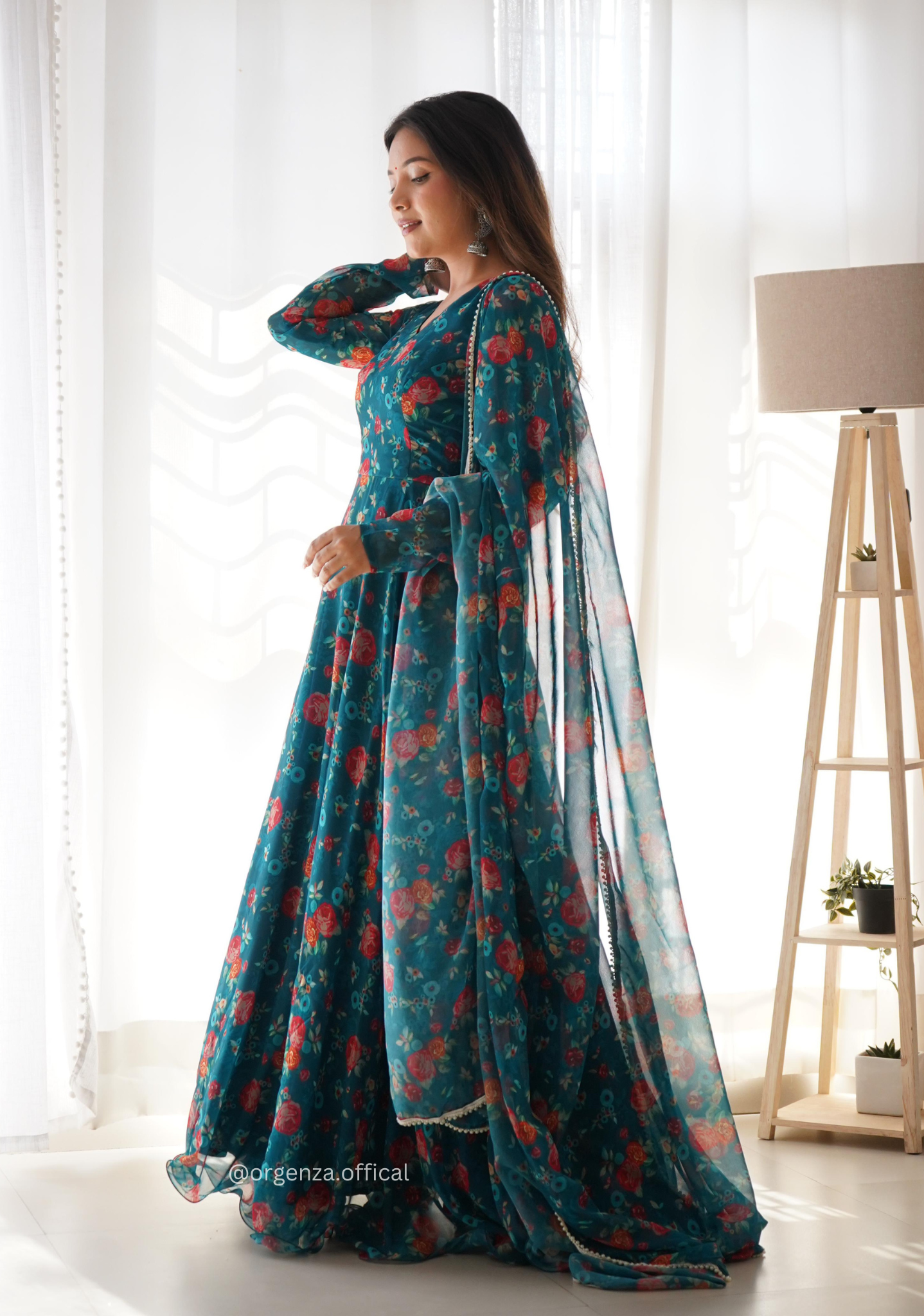 Floral Anarkali Gown Dress - Orgenza Store