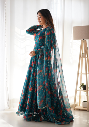 Floral Anarkali Gown Dress - Orgenza Store