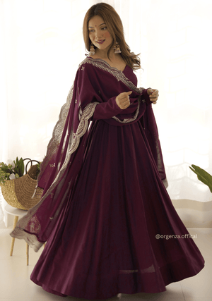 Roman Silk Chanderi Plain Anarkali Kurti - Orgenza Store - digisoch