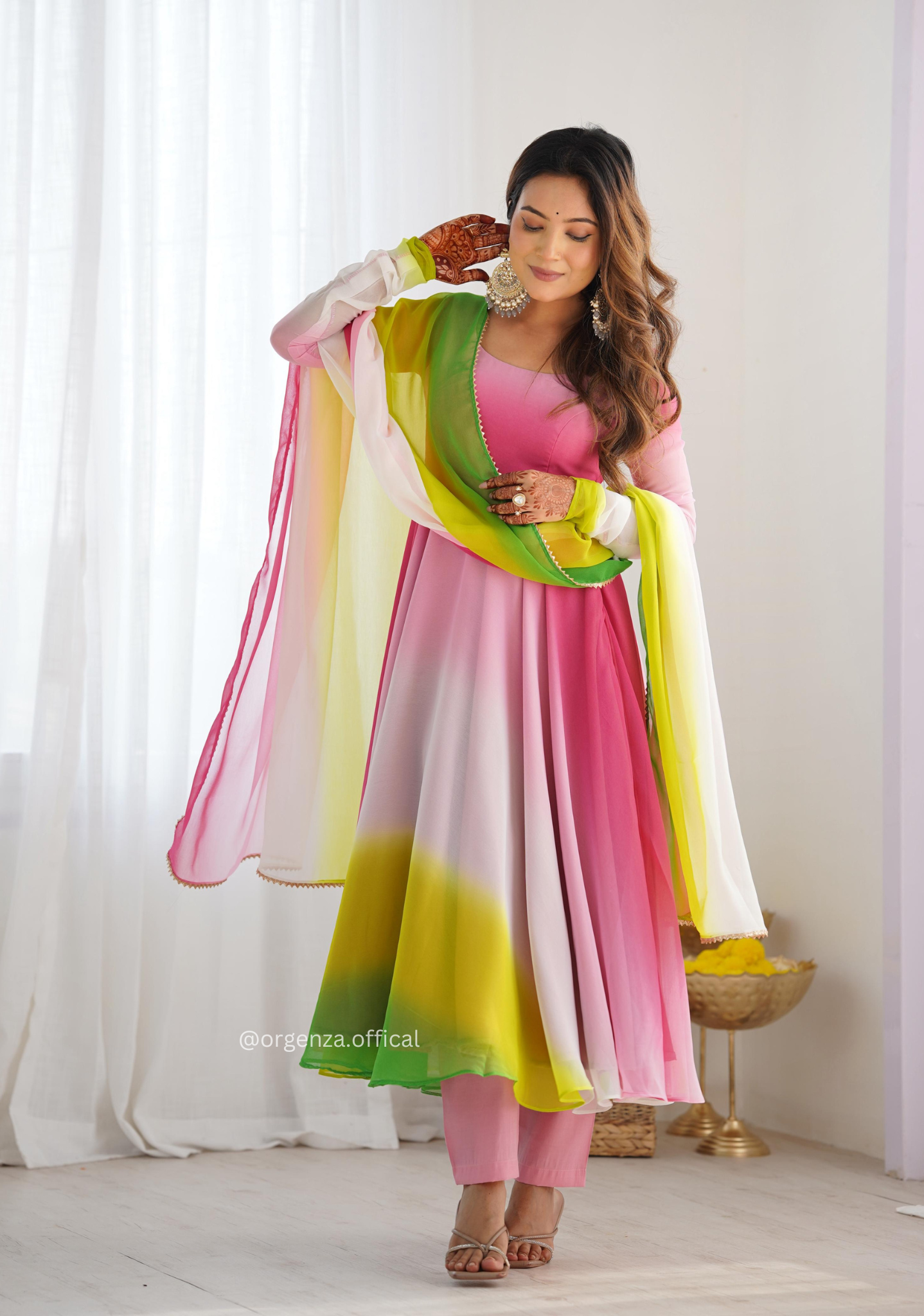 Georgette Plain Anarkali With Dupatta And Pant - Orgenza Store