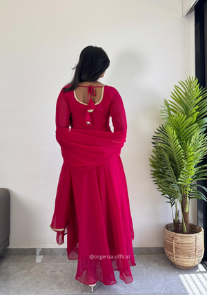 Pink Colour Pure Georgette Gown - Orgenza Store