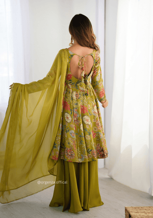 Roman Silk Chanderi Fabric Kediya Kurta With Palazzo Set - Orgenza Store - digisoch
