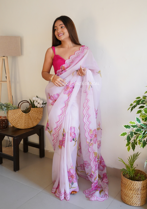 Organza Saree With Digital Print - Orgenza Store
