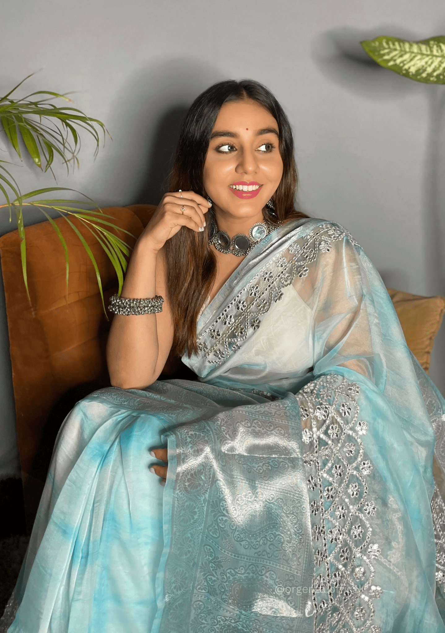 Organza Silk Saree With Weaving Border - Orgenza Store - digisoch