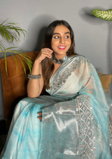 Organza Silk Saree With Weaving Border