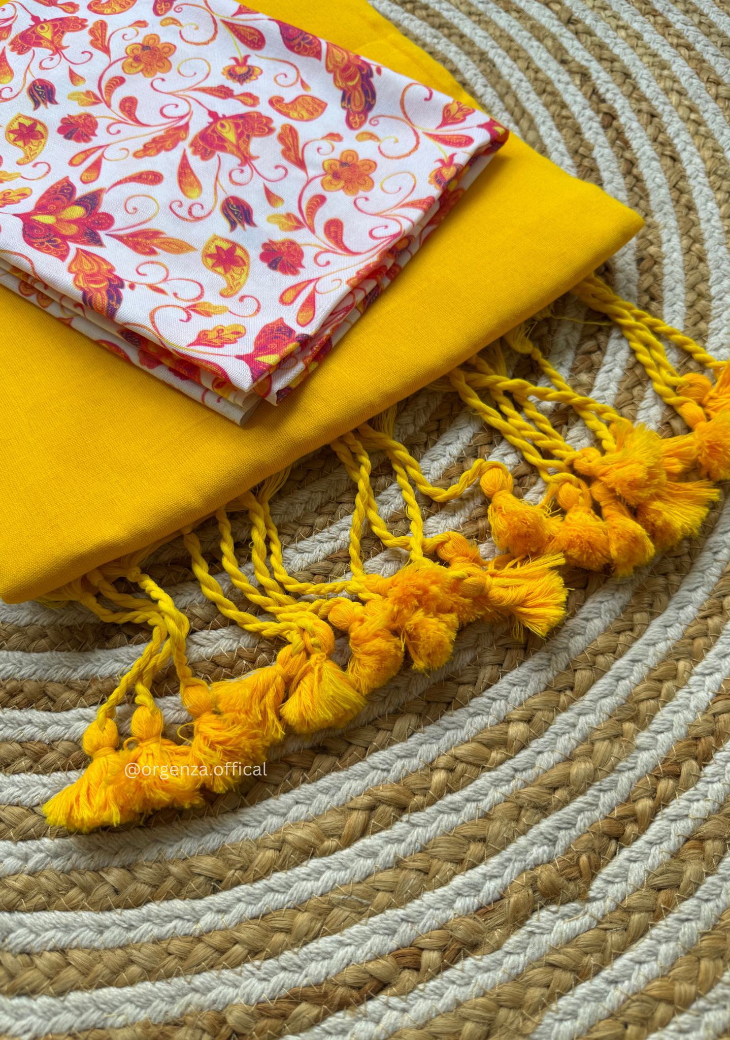 Yellow Colour Cotton Saree With White Multi Print Blouse