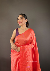 Orange Colour Silk Saree With Zari Weaving