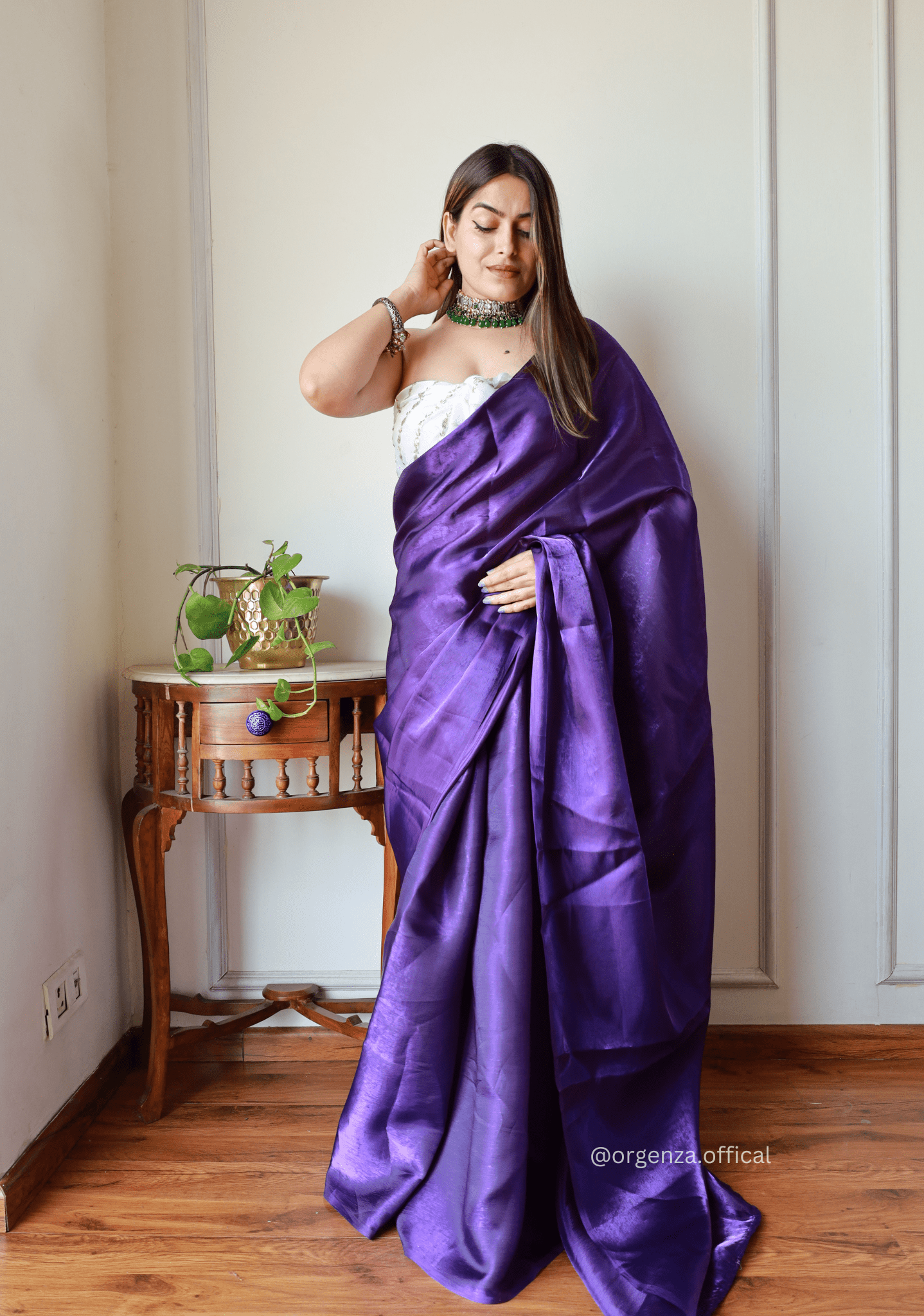 Plain Purple Colour Jimmy Choo Saree - Orgenza Store - digisoch