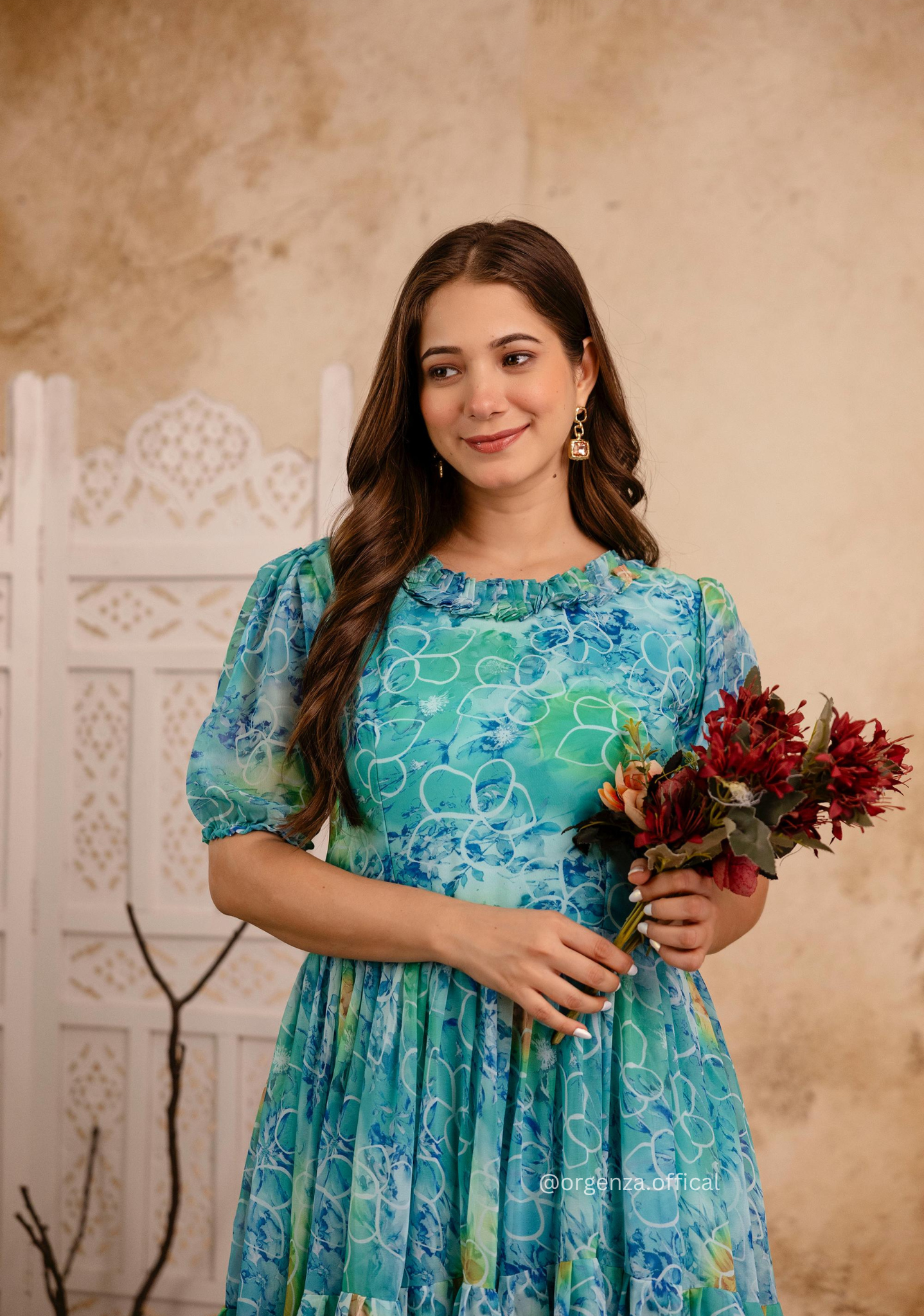 Sky Colour Georgette Digital Print Maxi - Orgenza Store