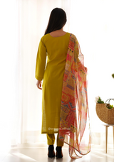 Viscose Fabric Straight Fit Kurta With Dupatta Set