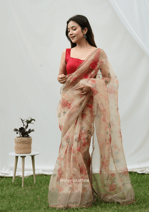 Pure Organza Saree With Heavy Lace Border - Orgenza Store - digisoch