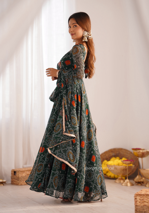 Pure Chiffon Bandhej Gown - Orgenza Store