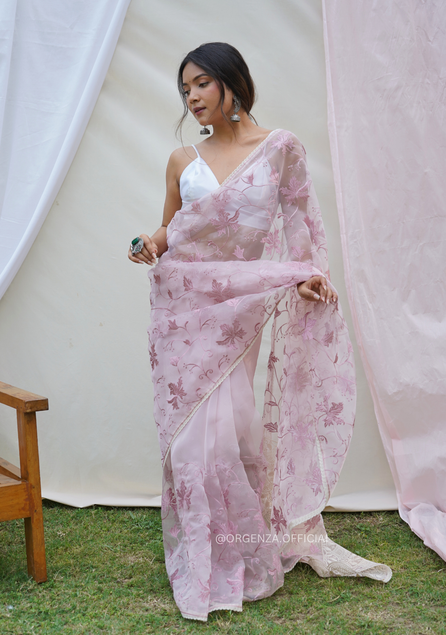 Pure Organza Silk Saree With Chikankari Work - Orgenza Store