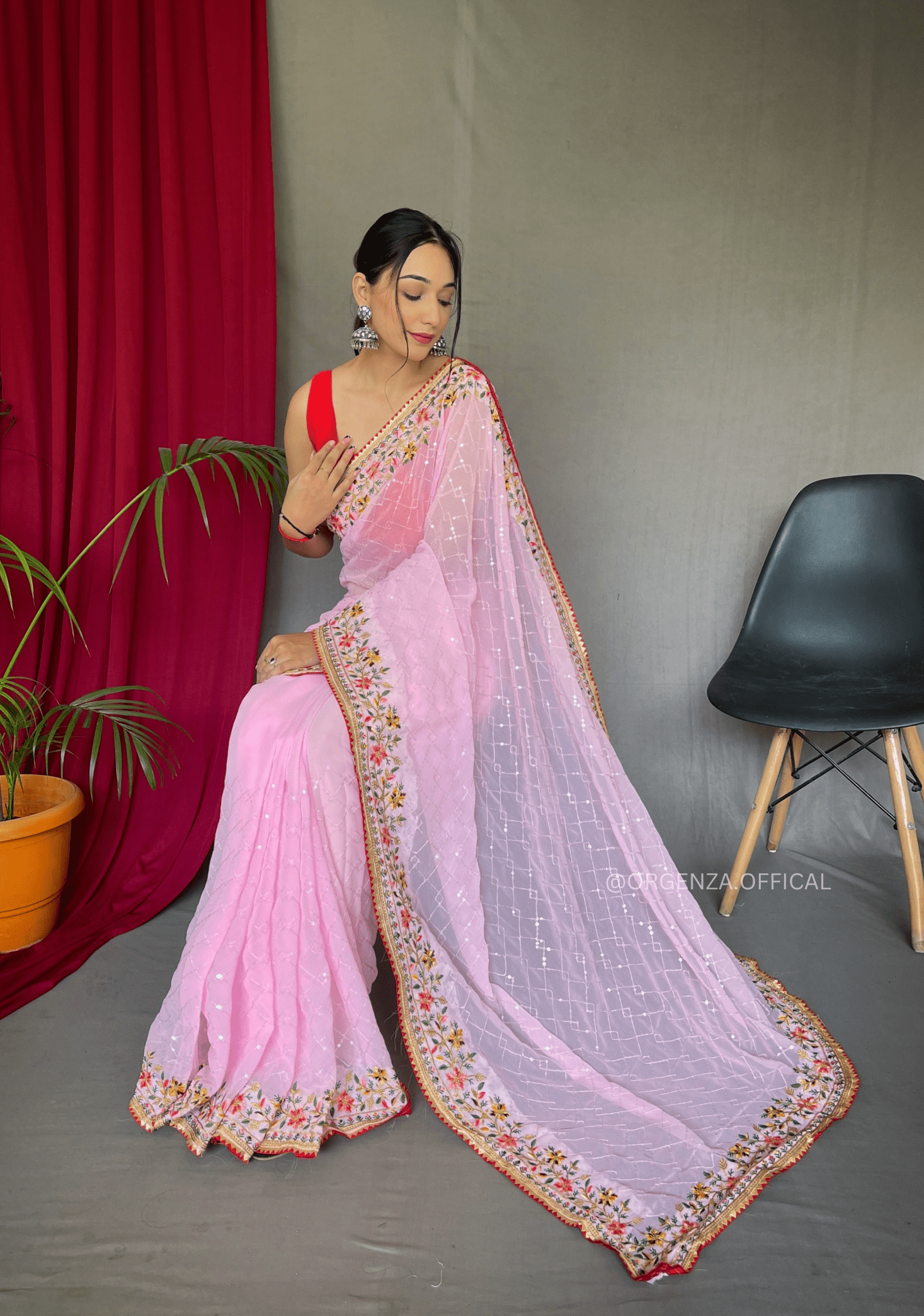 Pure Georgette Saree With Embroidery work - Orgenza Store - digisoch