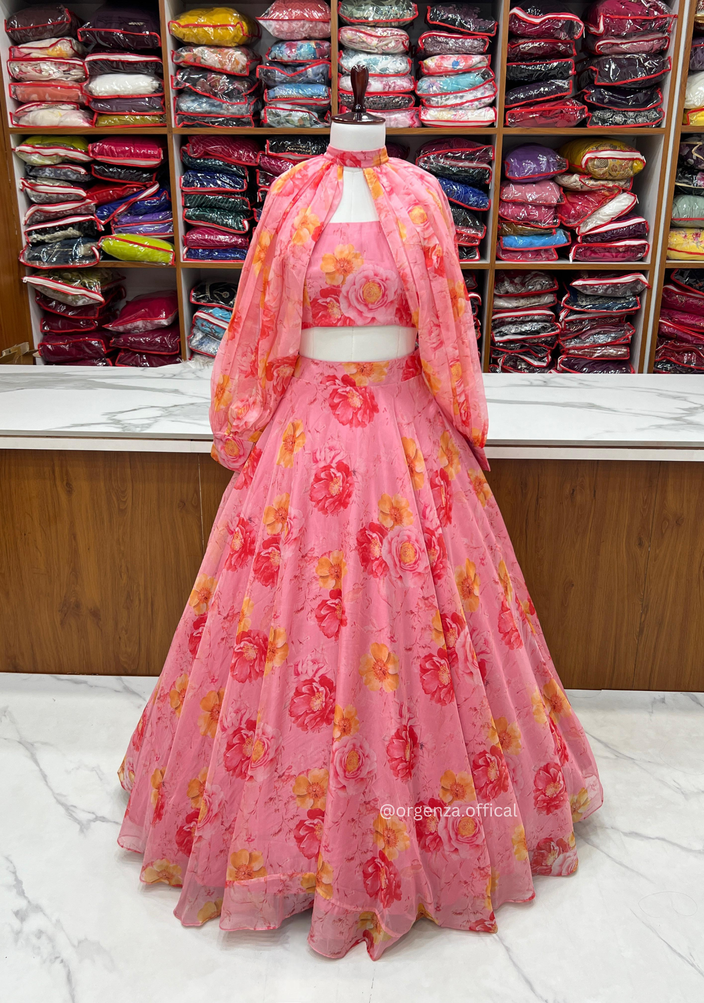 Multi Colour Fully Stitched Organza Lehenga Choli - Orgenza Store