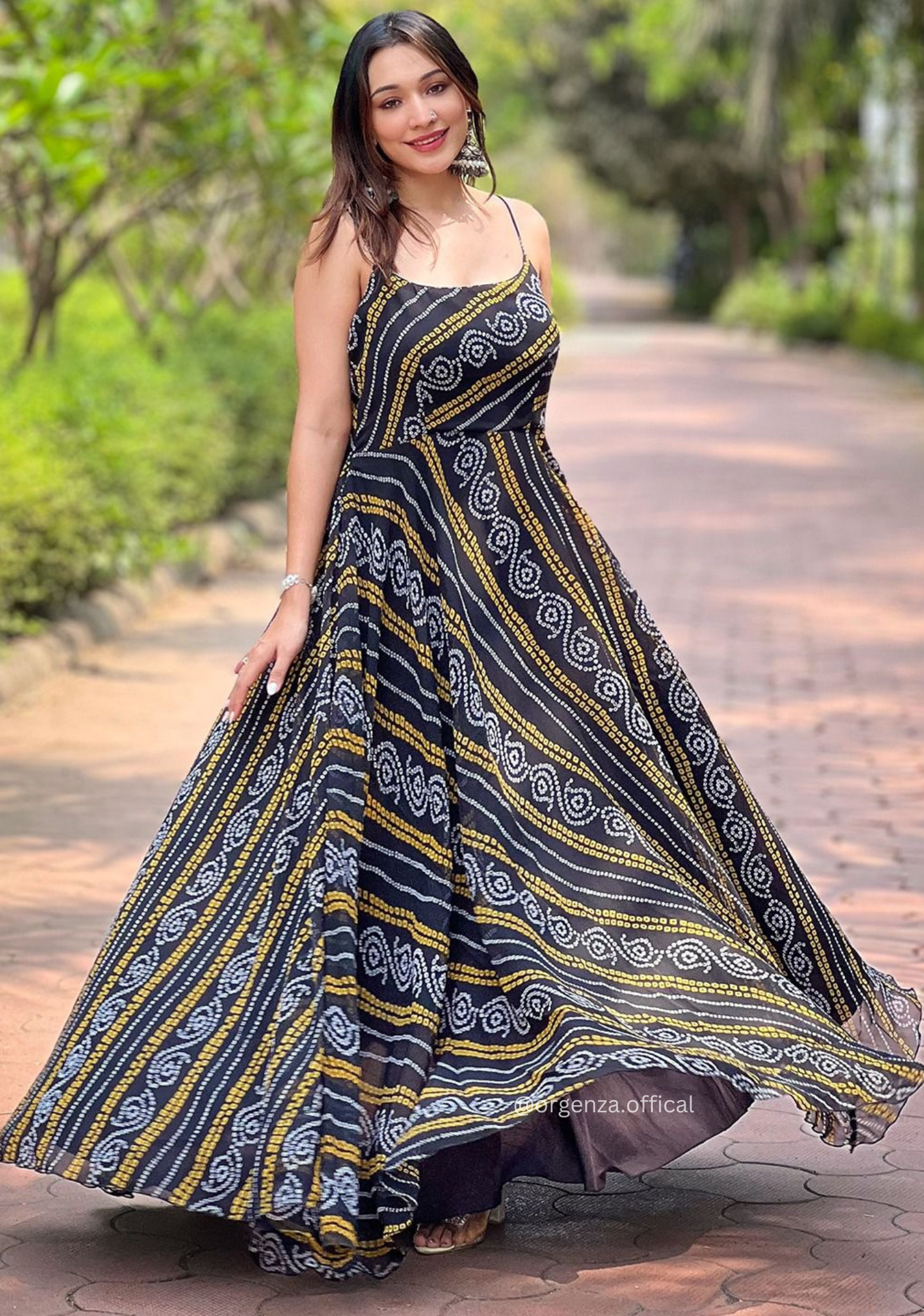 Georgette Bandhej Print Gown - Orgenza Store
