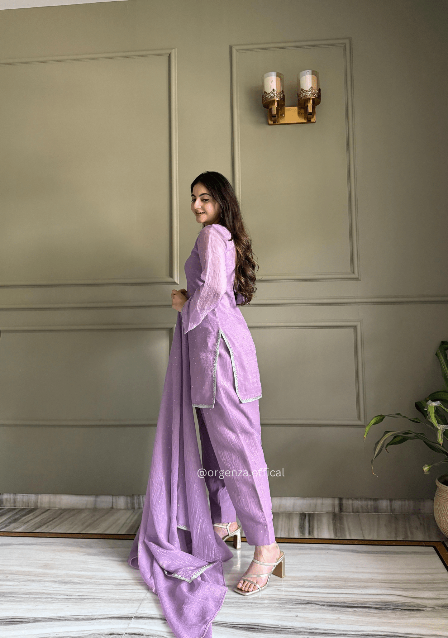 Farshi Salwar Suit in Crunchy Silk with Swarovski Work - Orgenza Store - digisoch