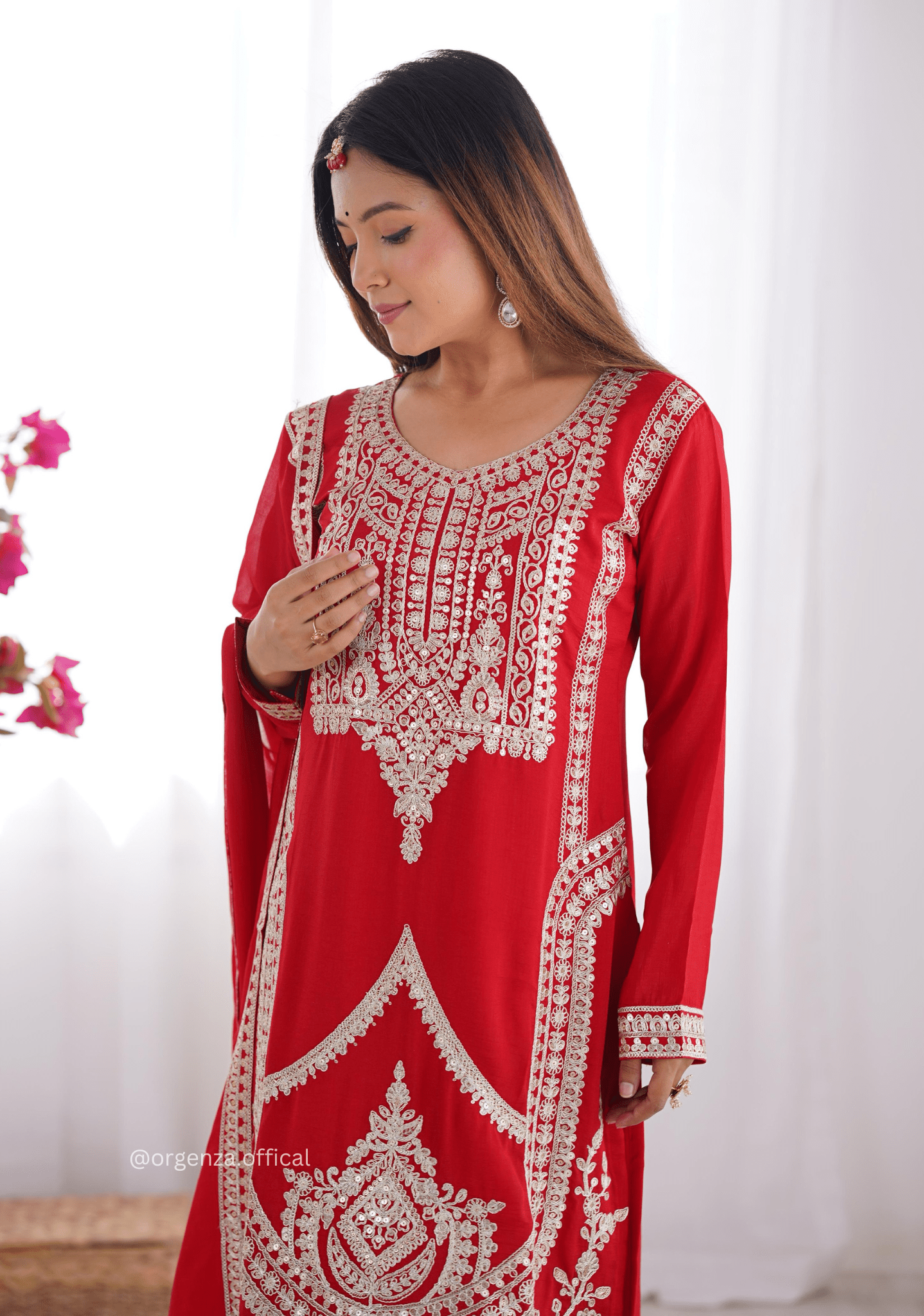 Vichitra Silk Fabric Straight Fit Kurta With Dupatta Set - Orgenza Store - digisoch