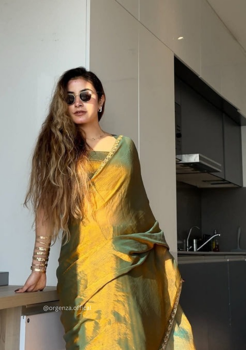 Two Ton Fancy Silk Saree With Readymade Blouse