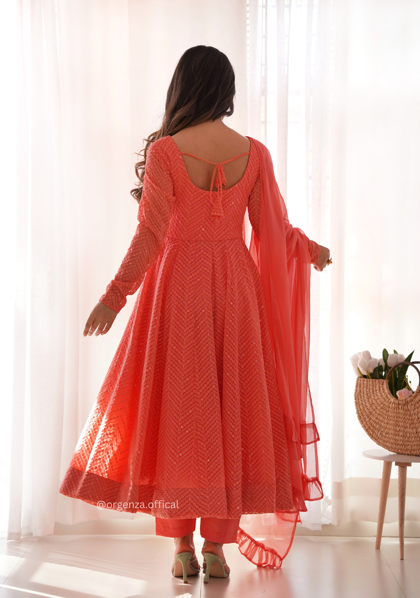 Georgette Silk Lukhnowi Sequence Work Anarkali - Orgenza Store