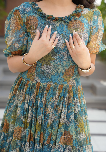 Multi Colour Georgette Print Gown - Orgenza Store