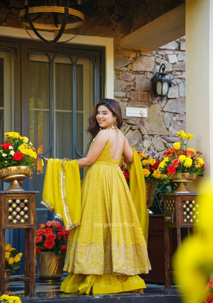 Teby Organza Zari Embroidered Anarkali Suit Set with Sharara & Dupatta (3 PCS) - Orgenza Store - digisoch